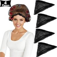 💤 set of 4 triangle hair nets for rollers – women's mesh hair net for sleeping – triangular hair setting net – dimension: 35 x 35 x 57 inches – color: black logo