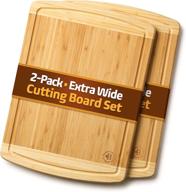 xl bamboo wood cutting boards with juice groove - set of 2 kitchen chopping boards for meat, vegetables, fruit and cheese - charcuterie serving tray - 17.5x13 inch logo