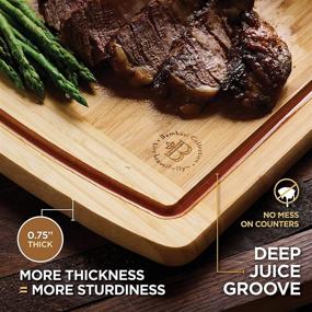 img 2 attached to XL Bamboo Wood Cutting Boards with Juice Groove - Set of 2 Kitchen Chopping Boards for Meat, Vegetables, Fruit and Cheese - Charcuterie Serving Tray - 17.5x13 Inch