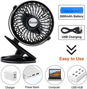 img 2 attached to Clip On Fan for Baby Stroller: Portable and Rechargeable Mini USB Table Fan for Travel, Camping, and Outdoor Use