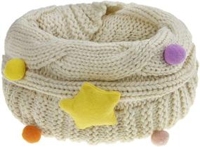 img 3 attached to 🧣 Wool Knit Star Scarf for Kids: Soft Chunky Winter Warm Infinity Scarf