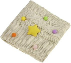 img 1 attached to 🧣 Wool Knit Star Scarf for Kids: Soft Chunky Winter Warm Infinity Scarf