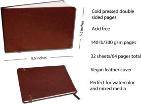 img 3 attached to 🎨 Linden Art Watercolor Journal 140 lb: Cold Pressed 8.5x5.5 Pages, Brown PU Leather Cover