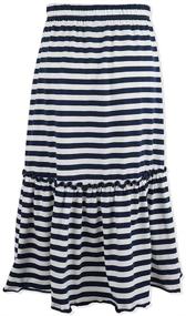 img 3 attached to 👗 Girls' A-Line Maxi Skirt with Knit Ruffles and Elastic Waist, Flared Dress for Kids Ages 4-12 - Kid Nation