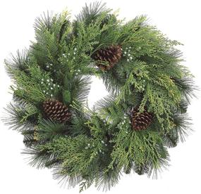 img 1 attached to Christmas Cedar Wreath - 24 Inch Size, featuring Pine Cones and Berries