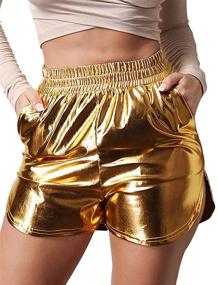 img 3 attached to Womens Shiny Metallic Shorts Summer Sports & Fitness in Australian Rules Football