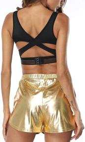 img 1 attached to Womens Shiny Metallic Shorts Summer Sports & Fitness in Australian Rules Football