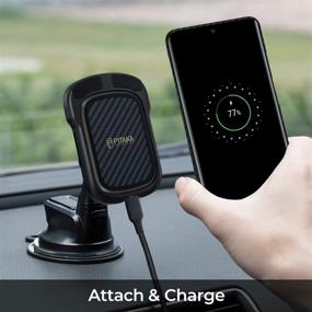 img 4 attached to PITAKA Magnetic Car Mount with Fast Wireless Charging for Samsung Galaxy S20 Ultra and Note20 Ultra - Dashboard Phone Holder with Suction Cup and USB A-C Cable - Compatible with MagEZ Case