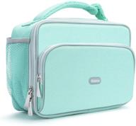 🥪 durable insulated kids lunch box: keep food warm or cold for long periods with amersun lunch bag - water-resistant, thermal travel cooler for girls & boys in light blue - 2 pockets included logo