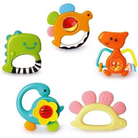 img 4 attached to 👶 Yiosion Baby Rattles Sets Teether, Shaker, Grab and Spin Rattle, Musical Toy Set, Early Educational Toys Gift for 3-12 Month Baby Infant, Newborn