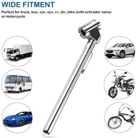 img 1 attached to CZC AUTO Pencil Tire Pressure Gauge for Trucks and Vehicles, Dual Head Air Gage with Accurate Mechanical 🚗 Dually Chuck Wheel Service Checker, Stainless Steel Stem for Car RV ATV Motorcycle Bike, Range 10-120PSI (Silver, 1 Pack)