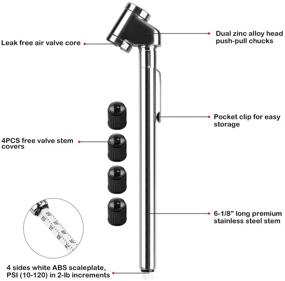 img 3 attached to CZC AUTO Pencil Tire Pressure Gauge for Trucks and Vehicles, Dual Head Air Gage with Accurate Mechanical 🚗 Dually Chuck Wheel Service Checker, Stainless Steel Stem for Car RV ATV Motorcycle Bike, Range 10-120PSI (Silver, 1 Pack)