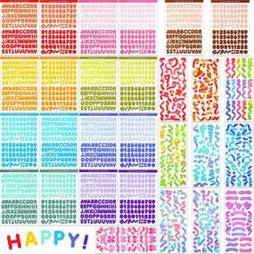 img 4 attached to 🎨 28 Colorful Alphabet Number Sticker Sheets with Bowknot Ribbon Prints - Self-Adhesive Letter Stickers for Scrapbooking, DIY Crafts, Cards, and Home Decor