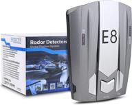 e8 single graphics card radar detector for cars - long distance measurement, 🚗 360 degree full frequency warning detection, led display, voice broadcast, and reduced blind spots logo