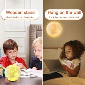 img 2 attached to 🌙 GROPINFLY Moon Lamp - 18 Colors Moon Light with Touch & Remote Control, 3D Moon Lamp Stand, LED Dimmable, Time Setting, USB Rechargeable - Wall-Mounted Kids Night Light for Bedroom Decor, Creative Gift