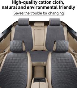 img 1 attached to 🚗 Hikeaglauto Car Seat Covers Cushion Pad for Auto Supplies Universal Non-Slip, Summer Heat Protection & Jeans Fade Prevention (Black 2 Front Seat)