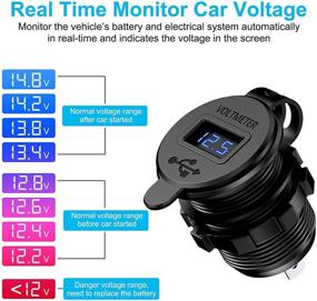 img 1 attached to Высокоскоростная двойная USB-розетка с вольтметром LED - идеально подходит для автомобилей, гольфкаров, лодок, домов на колесах, мотоциклов и грузовиков - Быстрая зарядка 3.0, алюминиевая розетка питания - В комплекте детали для самостоятельной сборки.