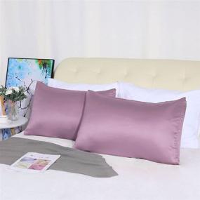 img 3 attached to 2-Pack Silk Satin Pillowcase for Hair and Skin - Cool, Silky, Soft Breathable Pillow Cases - Standard Size 20x26 Inch - Mauve - Envelope Closure