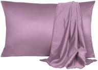 2-pack silk satin pillowcase for hair and skin - cool, silky, soft breathable pillow cases - standard size 20x26 inch - mauve - envelope closure logo