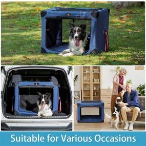 img 1 attached to 🐾 Portable Dog Crate: Collapsible, Travel-Friendly & Washable Soft-Sided Fabric with Soft Mat - Compact, Waterproof & Ideal for Medium to Large Dogs & Cats. Perfect for Vet Visits, Grooming Appointments & Indoor Use