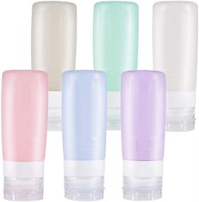 img 4 attached to 🧳 sincewo Travel Bottles - TSA Approved Silicone Containers for Toiletries - Leakproof 3oz Travel Size Bottle Set (6 Pack)