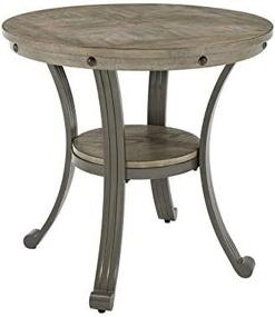 img 1 attached to 🌟 Stylish Powell Franklin Metal and Wood Round Side Accent Table in Pewter: Perfect Blend of Elegance and Durability