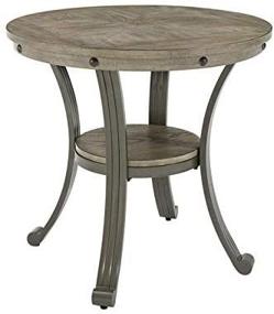 img 3 attached to 🌟 Stylish Powell Franklin Metal and Wood Round Side Accent Table in Pewter: Perfect Blend of Elegance and Durability