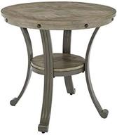 🌟 stylish powell franklin metal and wood round side accent table in pewter: perfect blend of elegance and durability логотип