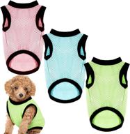 👕 breathable mesh vest dog t-shirt apparel for small medium pets cats summer(l) - solid color sleeveless plain dog clothes, puppy wearing, 3-count логотип