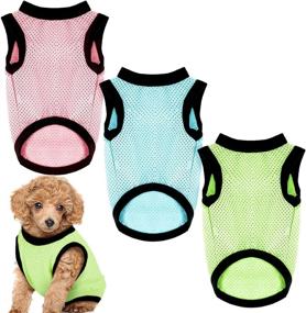 img 4 attached to 👕 Breathable Mesh Vest Dog T-Shirt Apparel for Small Medium Pets Cats Summer(L) - Solid Color Sleeveless Plain Dog Clothes, Puppy Wearing, 3-Count