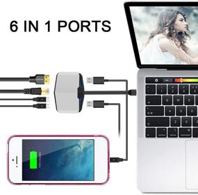 img 3 attached to 🔌 Ultimate USB C Hub Adapter 6-in-1: 4K HDMI, 2 USB 3.1, Type-C Charging, Ethernet & VGA - Compatible with MacBook Pro 2019/2018/2017, Android, Laptops, Tablets & More!