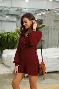 img 2 attached to 👗 Fall Winter Women's Romper: V Neck Button Down Long Sleeve Knitted Sweater Jumpsuit with Pockets