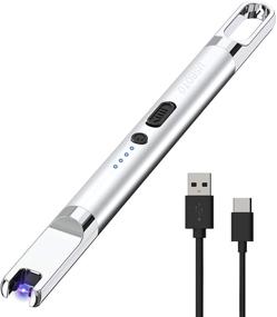 img 4 attached to 🕯️ Candle Lighter Electric Long Fireworks Plasma USB Rechargeable Grill Arc Lighters - Silver