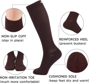 img 1 attached to 🧦 Set of 3 Pairs - Bamboo Compression Socks 8-15mmHg for Women & Men | Moisture-Wicking Support Stockings for Airplane Flights, Travel, Nurses, Edema | Size 13-15, Brown