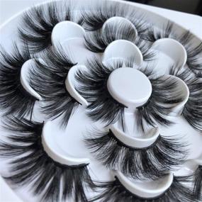 img 1 attached to 👁️ PLEELL 3D Mink Lashes - 25mm, 7 Pairs, Long Dramatic Fluffy False Eyelashes, Crossed Wispy Handmade Volume Eye Makeup Mink