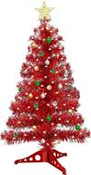 🎄 turnmeon 3 ft christmas tree: battery operated with timer, 50 warm lights, diy 30 ball ornaments, star topper - ideal red decoration for indoor holiday celebrations логотип