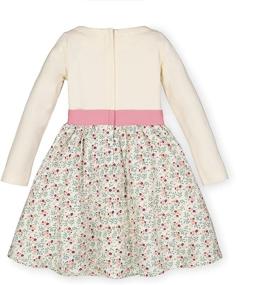 img 1 attached to 👗 Stylish Hope & Henry Girls' French Skater Dress with Waist Sash - Mixed Fabrication