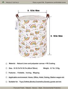 img 3 attached to 🌈 Rainbow ONOEV Round Fabric Storage Bin - Organizer Basket with Handles for Clothes, Books, Sundries