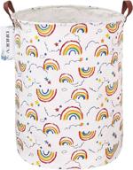 🌈 rainbow onoev round fabric storage bin - organizer basket with handles for clothes, books, sundries logo