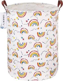 img 4 attached to 🌈 Rainbow ONOEV Round Fabric Storage Bin - Organizer Basket with Handles for Clothes, Books, Sundries