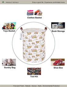 img 2 attached to 🌈 Rainbow ONOEV Round Fabric Storage Bin - Organizer Basket with Handles for Clothes, Books, Sundries