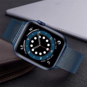 img 1 attached to 🔵 TRUMiRR Blue Band for Apple Watch Series 6 42mm 44mm - Premium Stainless Steel Watchband Replacement Strap Bracelet for Men and Women - Compatible with Apple Watch SE Series 6 5 4 3 2 1