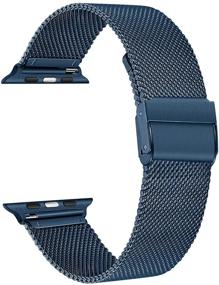 img 3 attached to 🔵 TRUMiRR Blue Band for Apple Watch Series 6 42mm 44mm - Premium Stainless Steel Watchband Replacement Strap Bracelet for Men and Women - Compatible with Apple Watch SE Series 6 5 4 3 2 1