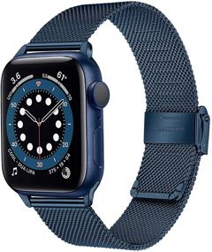 img 4 attached to 🔵 TRUMiRR Blue Band for Apple Watch Series 6 42mm 44mm - Premium Stainless Steel Watchband Replacement Strap Bracelet for Men and Women - Compatible with Apple Watch SE Series 6 5 4 3 2 1