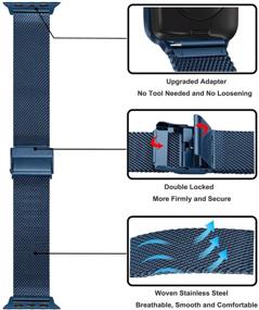 img 2 attached to 🔵 TRUMiRR Blue Band for Apple Watch Series 6 42mm 44mm - Premium Stainless Steel Watchband Replacement Strap Bracelet for Men and Women - Compatible with Apple Watch SE Series 6 5 4 3 2 1