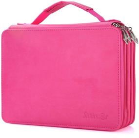 img 4 attached to 🖍️ Shulaner 184 Slots Pencil Case: Large Capacity Portable Zipper Pencil Holder Organizer in Rose Red - Ideal for Colored Pencils, Watercolor Pencils, and Ordinary Pencils