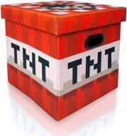 minecraft tnt block storage cube organizer with lid - 15-inch square bin for organization and storage logo