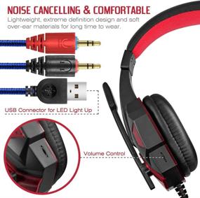 img 1 attached to 🎧 Gaming Headset with Microphone and LED Light for Laptop, Cellphone, PS4, etc. - DLAND 3.5mm Wired Noise Isolating Gaming Headphones with Volume Control