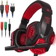 🎧 gaming headset with microphone and led light for laptop, cellphone, ps4, etc. - dland 3.5mm wired noise isolating gaming headphones with volume control логотип