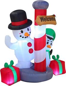 img 3 attached to 🎅 Joiedomi 6ft Tall Inflatable Christmas Welcome Sign with Penguin and Snowman – Built-in LED Lights